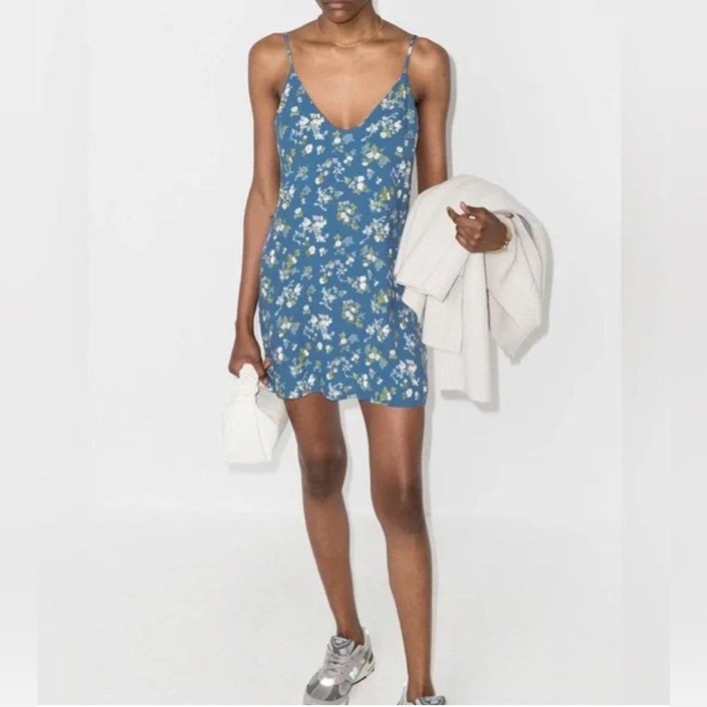 Reformation Ventura floral blue mini dress XS
